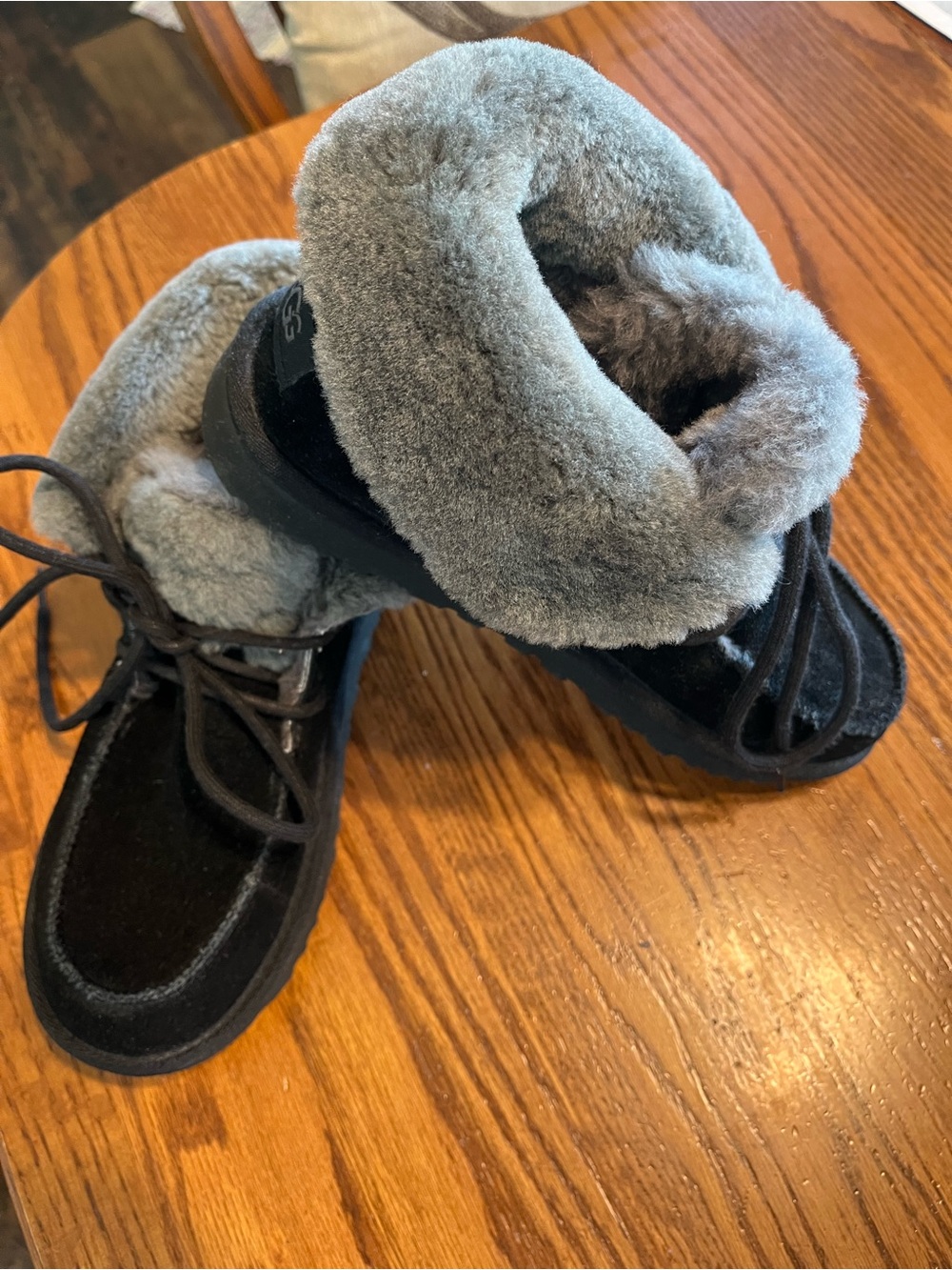Ugg Black Suede Shearling-Lined Winter Boots